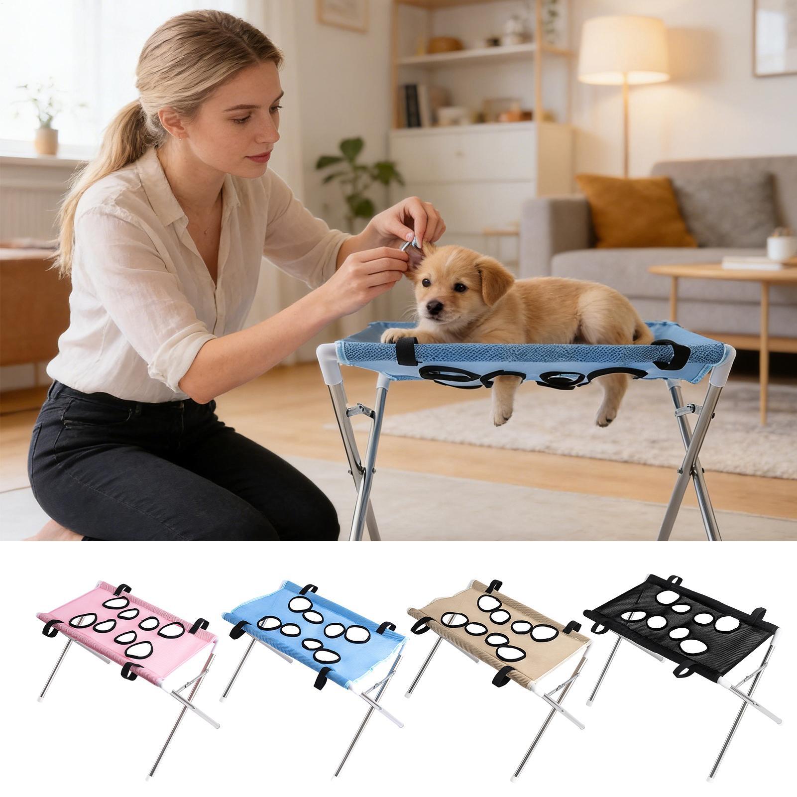 Pet Supplies App - ペットグルーミングハンモックスタンド 折りたたみ式 猫犬用入浴ラック 速乾メッシュ 爪切りホルダー 小型中型ペット用品
