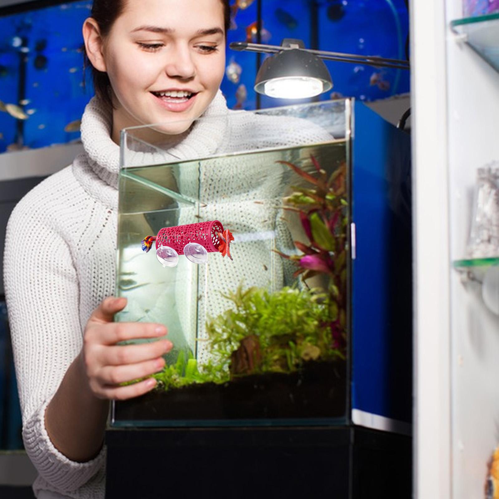 Pet Supplies Fish - ベタの生息地、休憩用シェルター、装飾用魚トンネルおもちゃ、水槽用吸盤付き小型安全チューブシェルター、水生ペット、シクリッド用