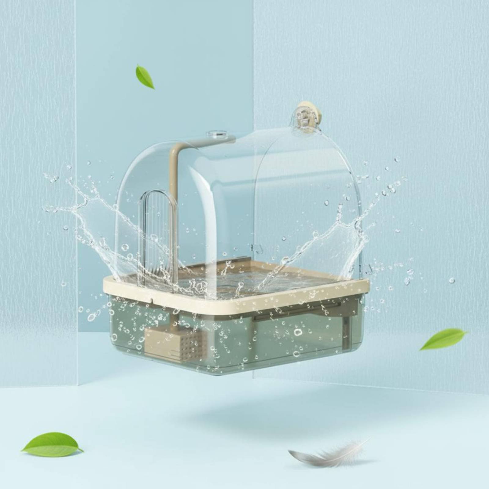 Pet Supplies In - 自動鳥用バス ワイヤレスセンサー パロットバスタブ 鳥用シャワー浴槽 透明カバー ペット用品