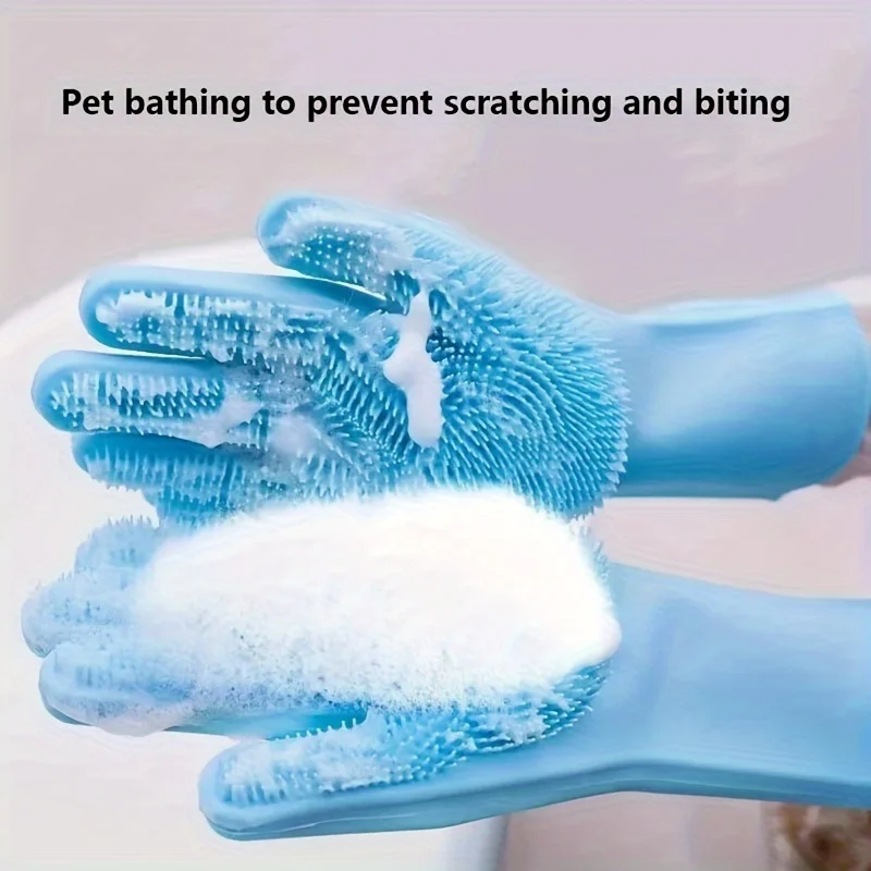 Pet Supplies App - 多機能シリコンペットグルーミンググローブ 抜け毛除去ブラシ 犬猫用バススクラバー 洗浄用品
