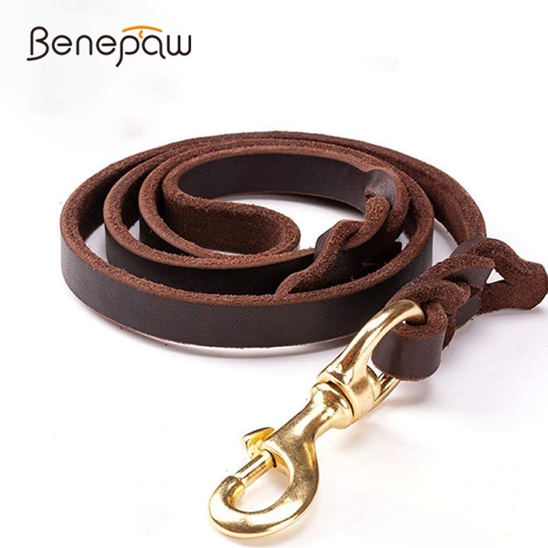 Pet Supplies Pet Shop - Benepaw-ペット用の手作りの牛革レザーの鎖,大型犬用の高品質の革のアクセサリー,真ちゅうメッキ,特別オファー