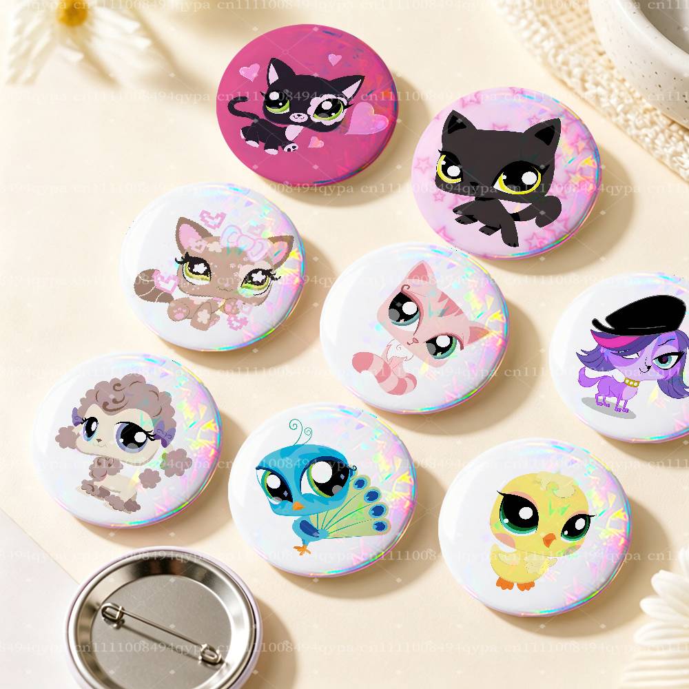 Pet Supplies Pet Shop - リトルペットショップ ボタン用品 丸型バッジピン 服飾装飾 メタルピン バックカバー